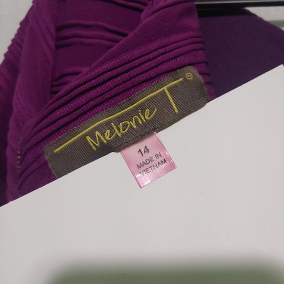 Melonie T dress womens 14 purple above-knee fit and flare textured short-sleeve - Picture 6 of 8